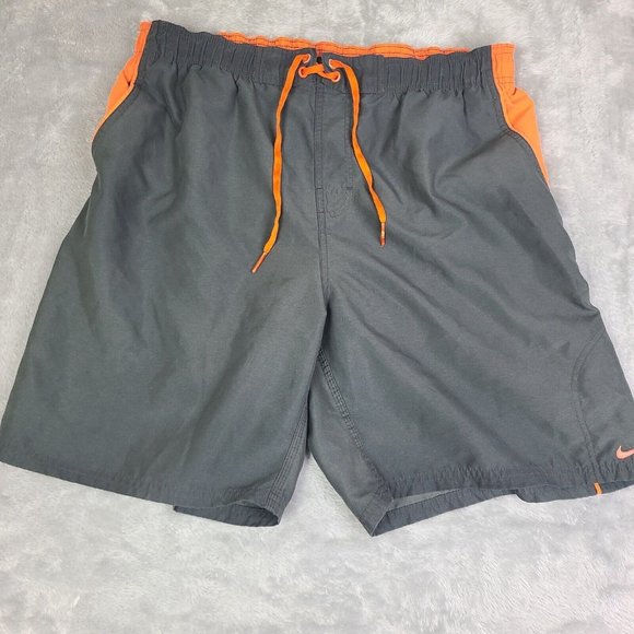 Vintage Nike Shorts Orange and Black Men's Size Large Mess Swimwear Men's Large - Picture 1 of 10
